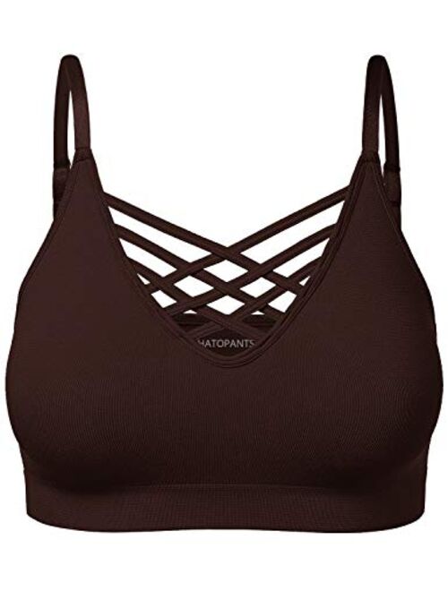 HATOPANTS Women's Workout Seamless Strappy Bralette Exercise Adjustable Straps Tops