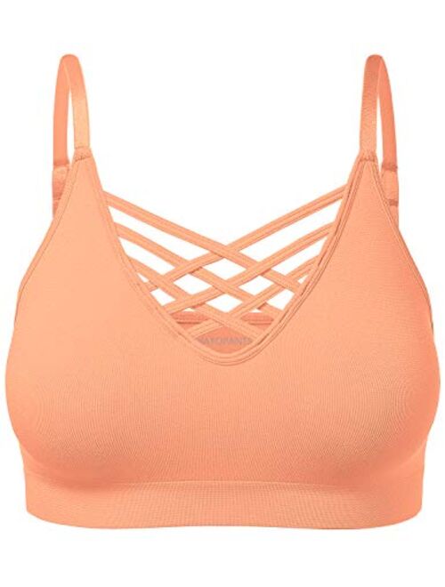 HATOPANTS Women's Workout Seamless Strappy Bralette Exercise Adjustable Straps Tops