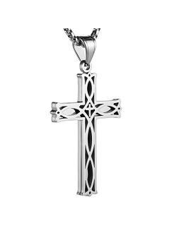 Men's Stainless Steel Infinity Celtic Cross Irish Knot Pendant Necklace, 22 2" Link Chain