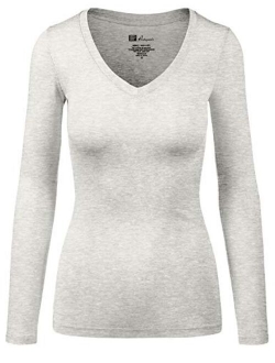 Women's Basic Long Sleeve V Neck Tee Everyday Casual Shirts