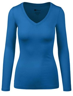 Women's Basic Long Sleeve V Neck Tee Everyday Casual Shirts