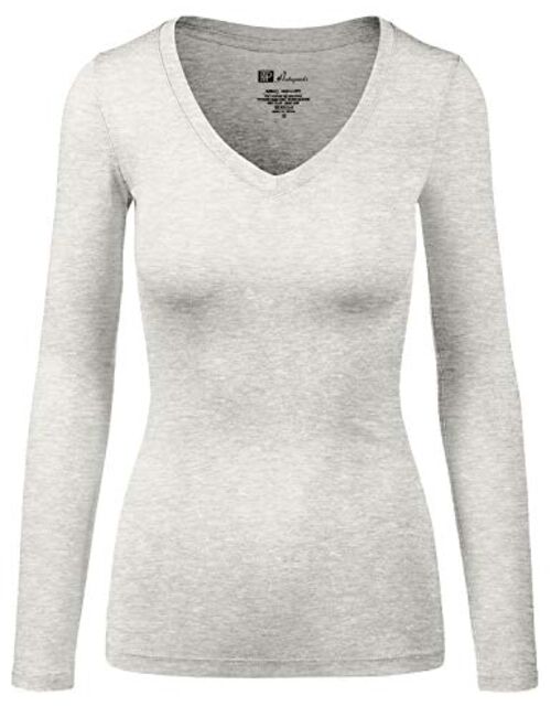 HATOPANTS Women's Basic Long Sleeve V Neck Tee Everyday Casual Shirts