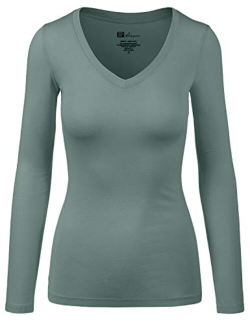 HATOPANTS Women's Basic Long Sleeve V Neck Tee Everyday Casual Shirts