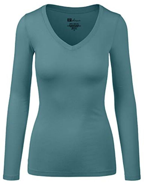 HATOPANTS Women's Basic Long Sleeve V Neck Tee Everyday Casual Shirts