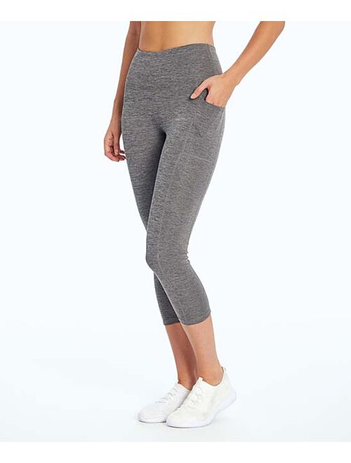 Heather Charcoal 22'' Pocket High-Rise Capri Leggings - Women