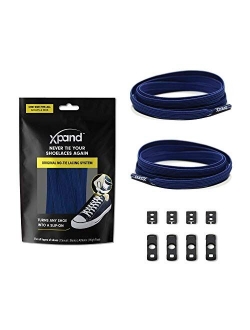 Xpand No Tie Shoelaces System with Elastic Laces - One Size Fits All Adult and Kids Shoes