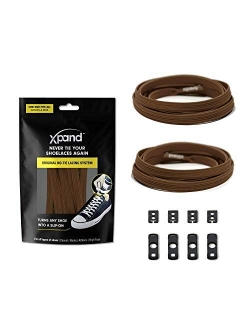 Xpand No Tie Shoelaces System with Elastic Laces - One Size Fits All Adult and Kids Shoes