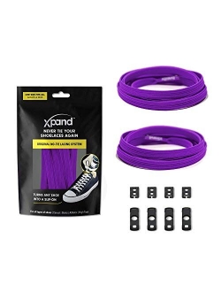 Xpand No Tie Shoelaces System with Elastic Laces - One Size Fits All Adult and Kids Shoes