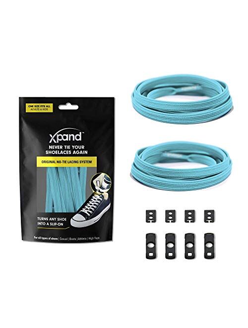 Xpand No Tie Shoelaces System with Elastic Laces - One Size Fits All Adult and Kids Shoes