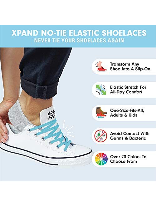 Xpand No Tie Shoelaces System with Elastic Laces - One Size Fits All Adult and Kids Shoes