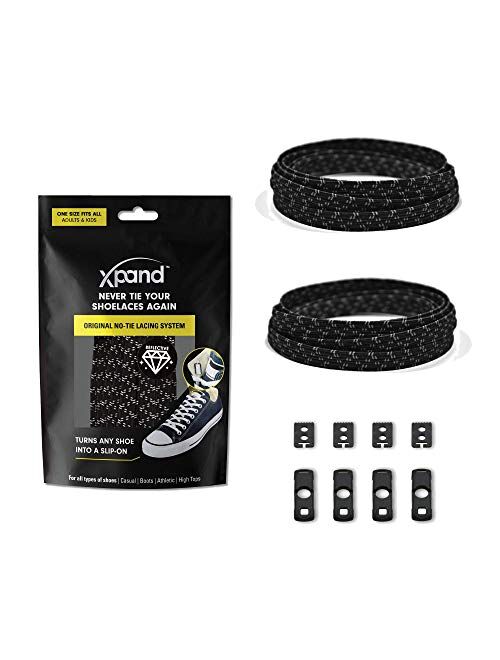 Xpand No Tie Shoelaces System with Elastic Laces - One Size Fits All Adult and Kids Shoes