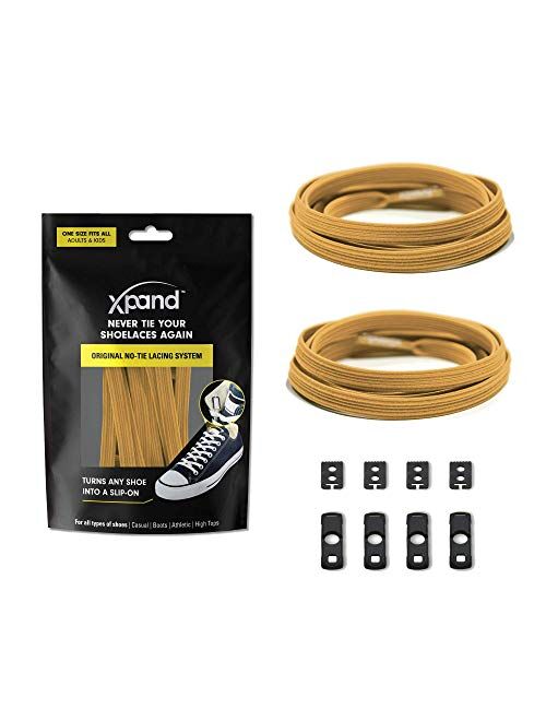 Xpand No Tie Shoelaces System with Elastic Laces - One Size Fits All Adult and Kids Shoes