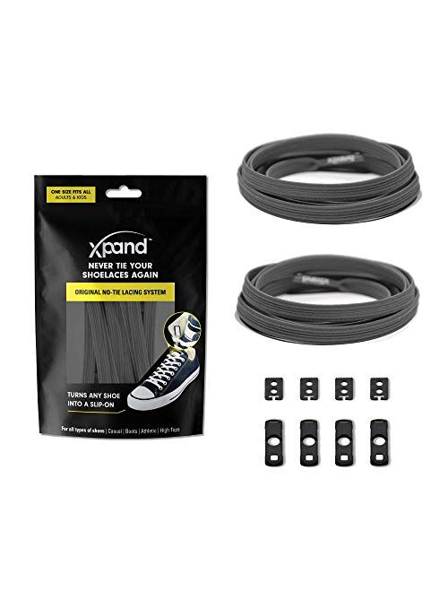 Xpand No Tie Shoelaces System with Elastic Laces - One Size Fits All Adult and Kids Shoes