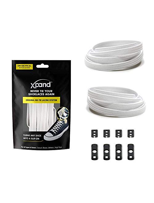 Xpand No Tie Shoelaces System with Elastic Laces - One Size Fits All Adult and Kids Shoes