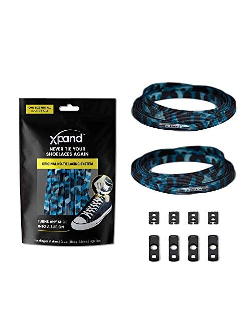 Xpand No Tie Shoelaces System with Elastic Laces - One Size Fits All Adult and Kids Shoes