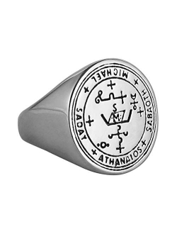 Stainless Steel Sigil of Guardian Archangel Michael Talisman Ring