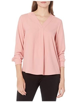 Amazon Brand - Lark & Ro Women's Long Sleeve V-Neck Pull Over Tunic Top