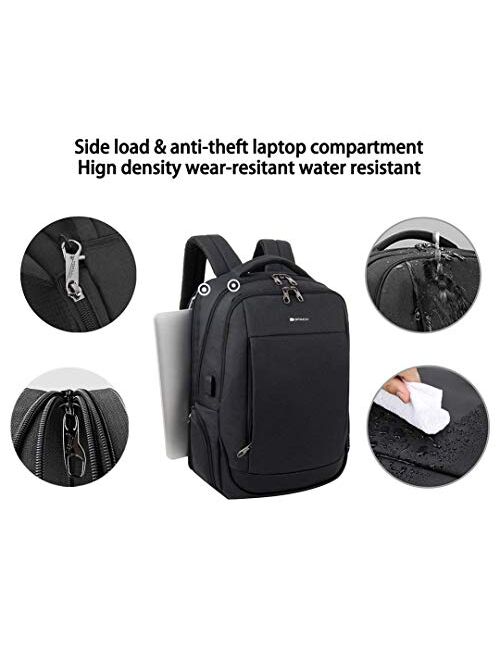 KOPACK Business Laptop Backpack Side Load Computer Travel Backpack Usb Port Water Resistant 15.6 Inch Black