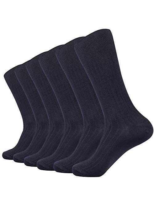 JOYNEE JOYNÉE Mens Crew Dress Socks 4 Pack Patterned Cotton for Casual,Business