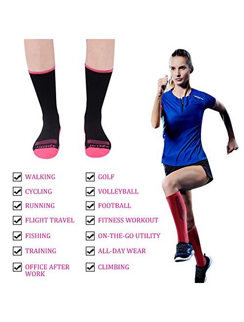 JOYNEE JOYNÉE Womens-Crew-Athletic-Socks Cushion Running Socks with Moisture Wicking for Sports and Daily Wear 6 Pairs