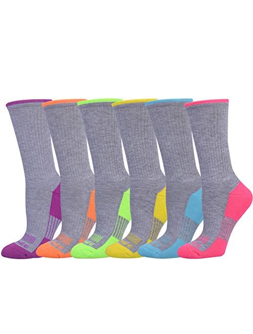 JOYNEE JOYNÉE Womens-Crew-Athletic-Socks Cushion Running Socks with Moisture Wicking for Sports and Daily Wear 6 Pairs