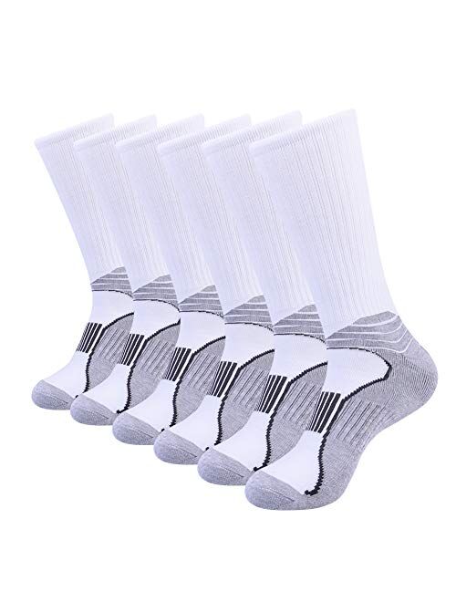 JOYNEE JOYNÉE Men's Athletic Performance Cushion Crew Socks for Running and Training 6 Pack