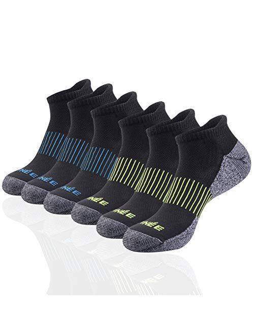 JOYNEE JOYNÉE Mens Athletic Low Cut Ankle Tab Socks 6 Pack Cushioned Breathable for Running