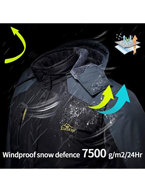 CIOR Men's Mountain Waterproof Ski Jacket II Windproof Rain Jacket Winter Warm Snow Coat with Removable Hood