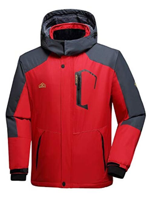 CIOR Men's Mountain Waterproof Ski Jacket II Windproof Rain Jacket Winter Warm Snow Coat with Removable Hood