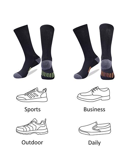 JOYNEE Mens Athletic Crew Socks for Men Cushion Casual Sports Workout Sock 6 Pack