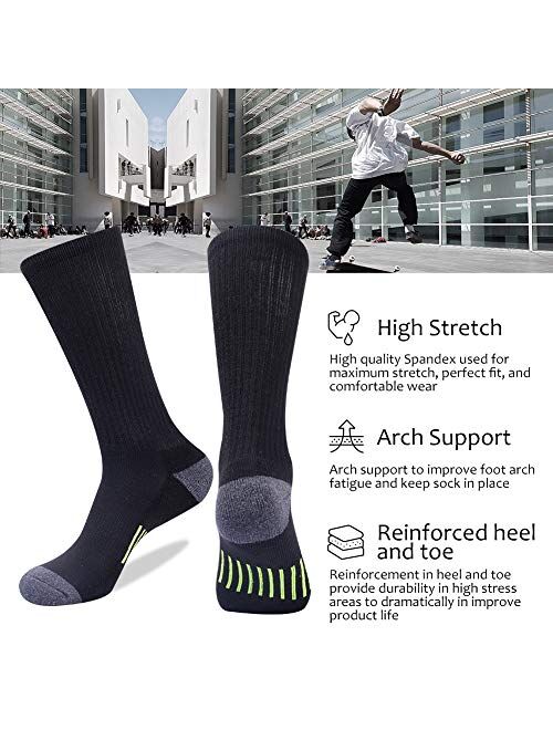 JOYNEE Mens Athletic Crew Socks for Men Cushion Casual Sports Workout Sock 6 Pack