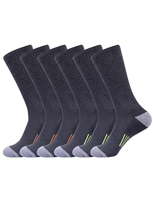 JOYNEE Mens Athletic Crew Socks for Men Cushion Casual Sports Workout Sock 6 Pack