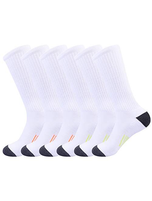 JOYNEE Mens Athletic Crew Socks for Men Cushion Casual Sports Workout Sock 6 Pack