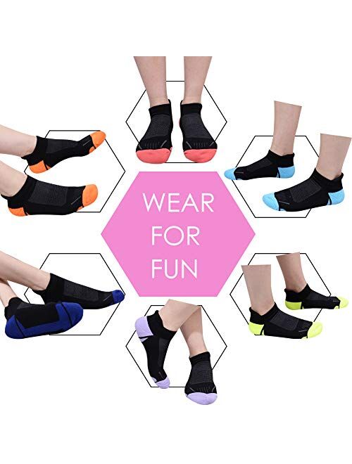 JOYNEE Womens Athletic Ankle Sports Running Low Cut Tab Cushioned Socks 6 Pack