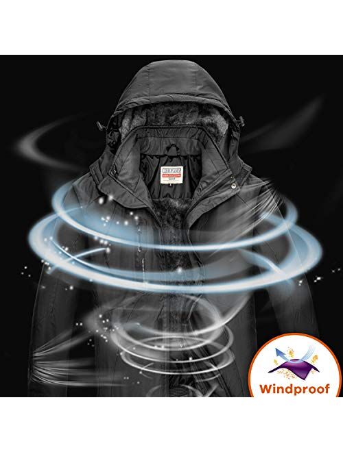 WULFUL Men's Waterproof Ski Jacket Warm Winter Snow Coat Mountain Windbreaker Hooded Raincoat