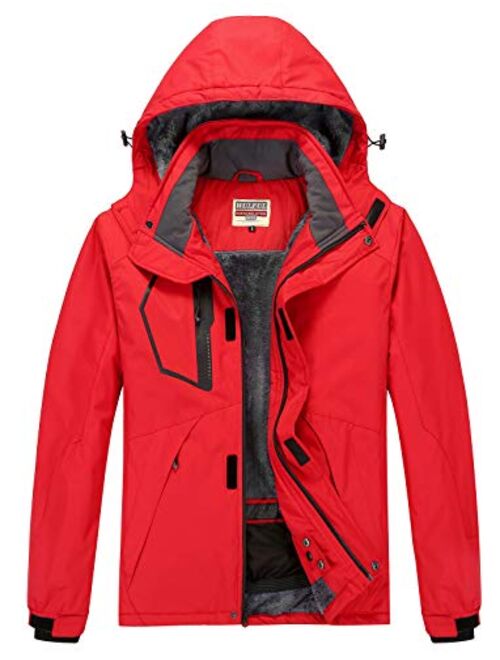 WULFUL Men's Waterproof Ski Jacket Warm Winter Snow Coat Mountain Windbreaker Hooded Raincoat