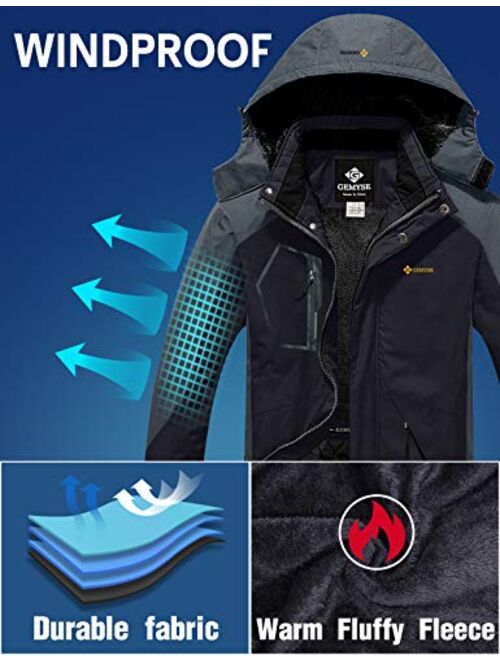 GEMYSE Men's Mountain Waterproof Ski Snow Jacket Winter Windproof Rain Jacket