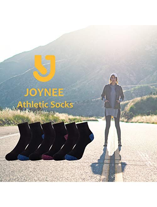 JOYNEE Ankle Socks Women Low Cut Athletic Running with Cushion for Sports and Casual Use 6-Pairs Pack