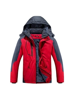 FTIMILD Mens Winter Coat, Waterproof Ski Jacket Winter Windproof Rain Jacket Warm Snow Coats