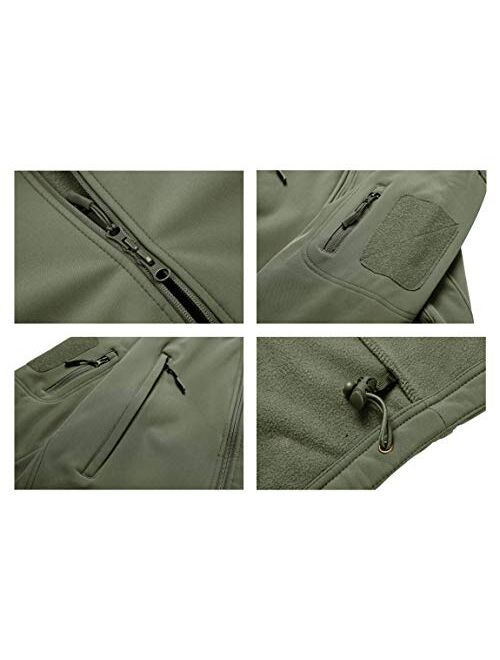 MAGCOMSEN Men's Tactical Jacket Winter Snow Ski Jacket Water Resistant Softshell Fleece Lined Winter Coats Multi-Pockets
