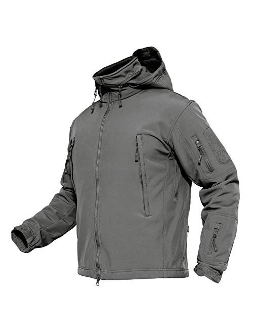 MAGCOMSEN Men's Tactical Jacket Winter Snow Ski Jacket Water Resistant Softshell Fleece Lined Winter Coats Multi-Pockets