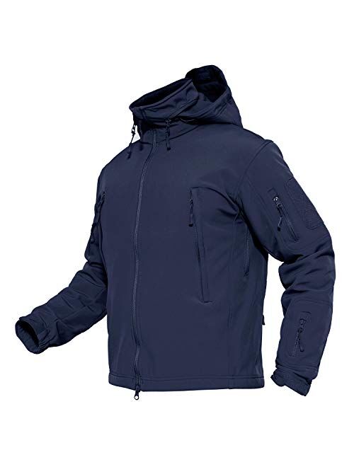 MAGCOMSEN Men's Tactical Jacket Winter Snow Ski Jacket Water Resistant Softshell Fleece Lined Winter Coats Multi-Pockets