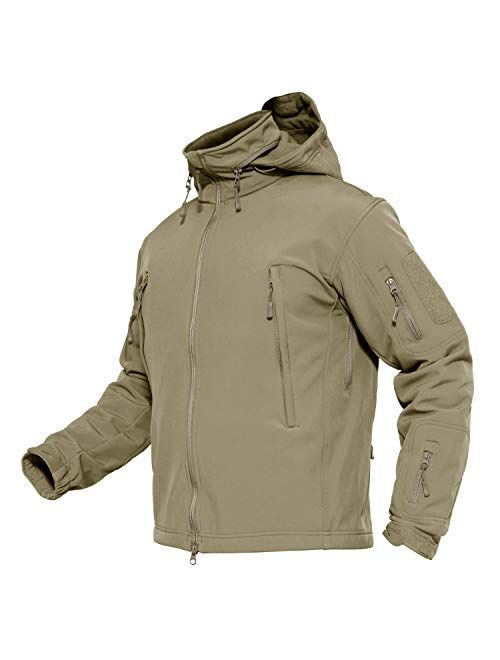 MAGCOMSEN Men's Tactical Jacket Winter Snow Ski Jacket Water Resistant Softshell Fleece Lined Winter Coats Multi-Pockets