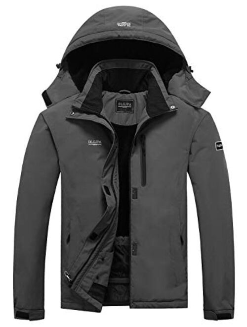 DLGJPA Men's Mountain Waterproof Ski Jacket Hooded Windbreakers Windproof Raincoat Winter Warm Snow Coat