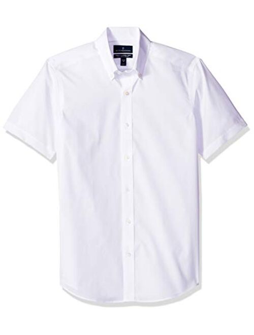 Amazon Brand - Buttoned Down Men's Tailored Fit Button-Collar Short-Sleeve Stretch Shirt, Supima Cotton Non-Iron