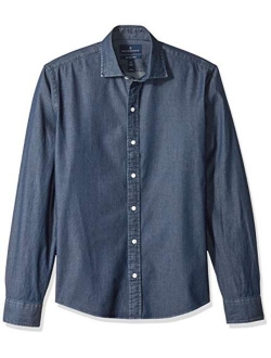 Amazon Brand - Buttoned Down Men's Slim Fit Indigo Denim Cotton Sport Shirt