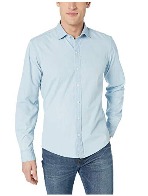 Amazon Brand - Buttoned Down Men's Slim Fit Indigo Denim Cotton Sport Shirt