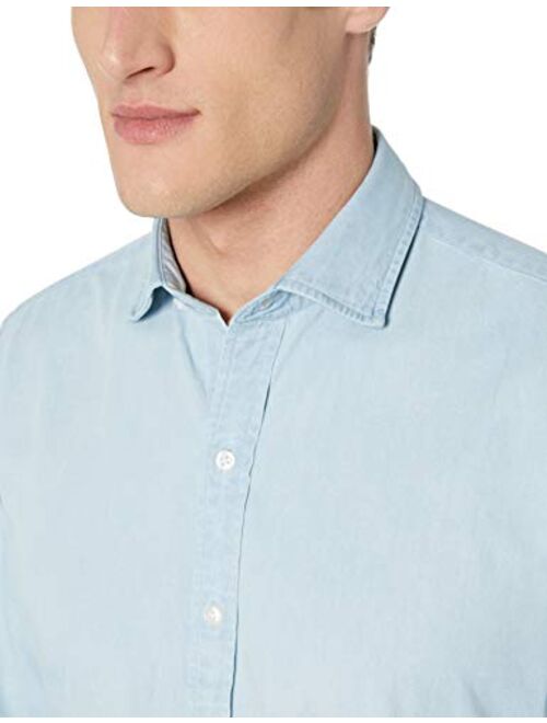 Amazon Brand - Buttoned Down Men's Slim Fit Indigo Denim Cotton Sport Shirt