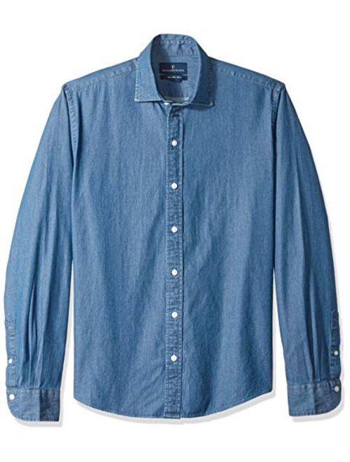 Amazon Brand - Buttoned Down Men's Slim Fit Indigo Denim Cotton Sport Shirt