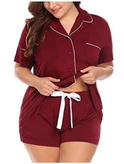 Women's Plus Size Sleepwear Short Sleeve Pajama Set with Pj Shorts 16W-24W